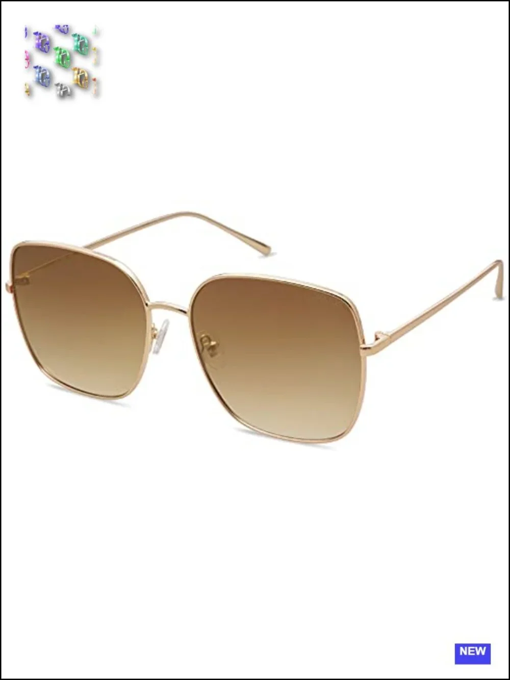 Oversized Square Metal Frame Sunglasses UV400 Protection Retro Big Lens